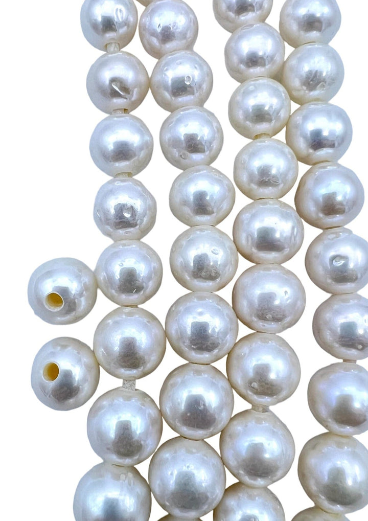 Large Hole Pearls AAA + Quality 10mm White Fresh Water