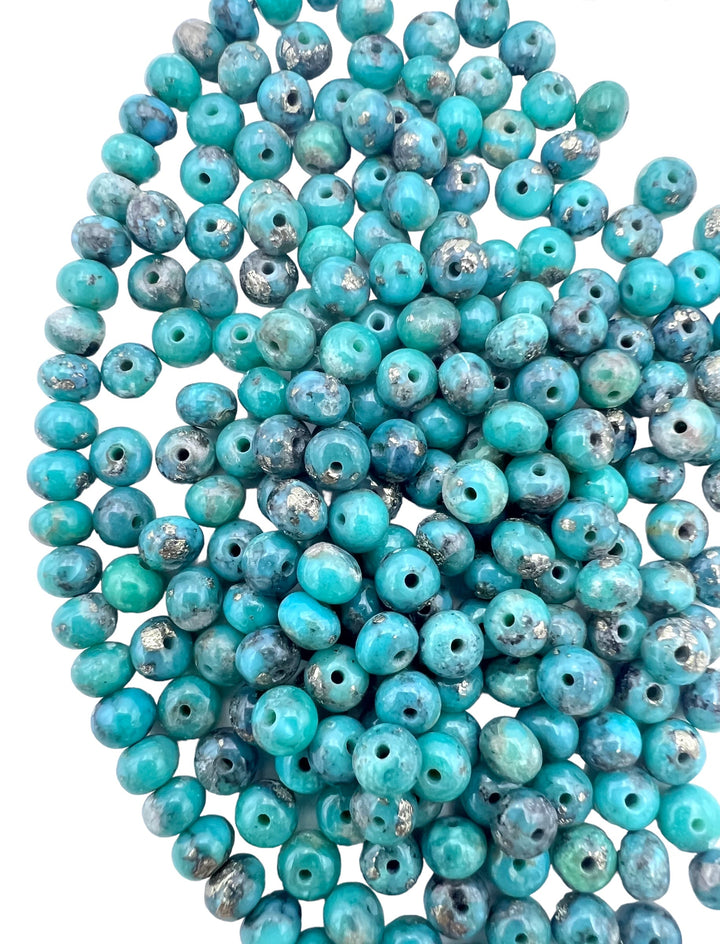 Campitos (Mex) Turquoise 5x4mm Rondelle Beads with Pyrite