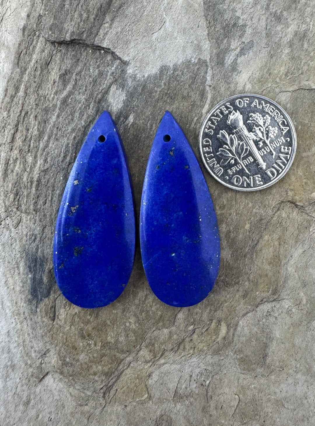 AAA + Lapis Lazuli with Pyrite Earring Slab Bead Pair