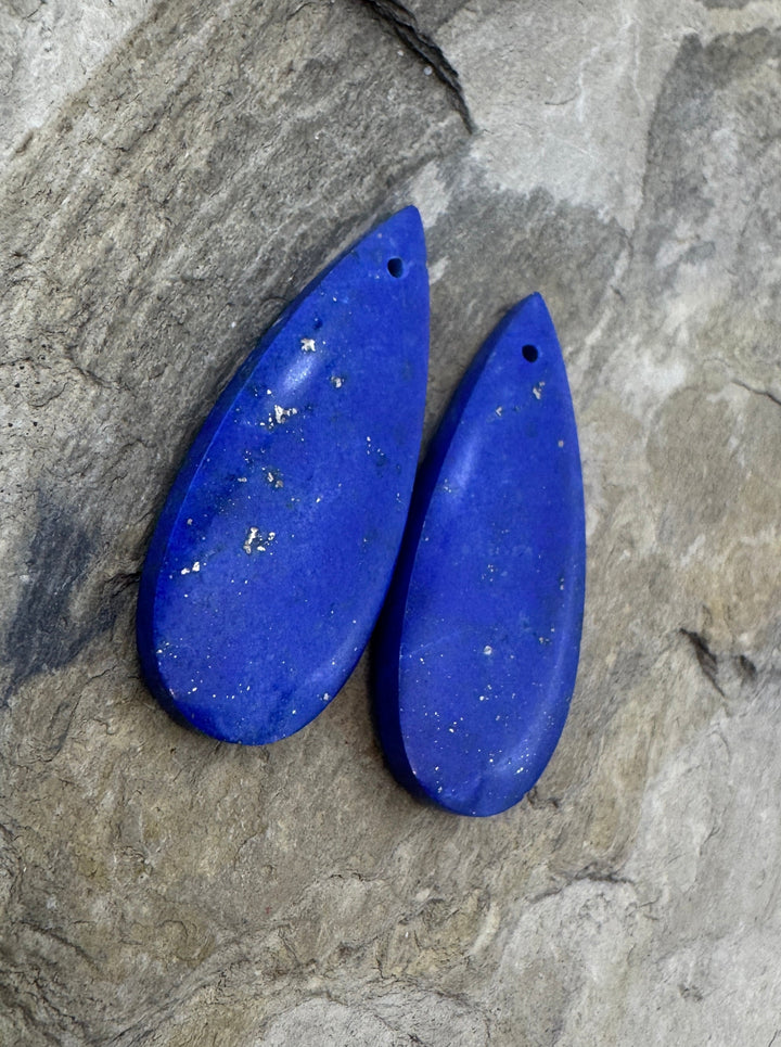 AAA + Lapis Lazuli with Pyrite Earring Slab Bead Pair