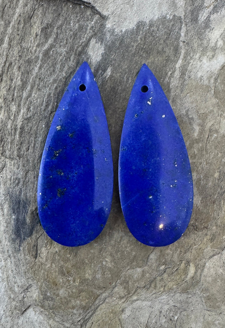 AAA + Lapis Lazuli with Pyrite Earring Slab Bead Pair