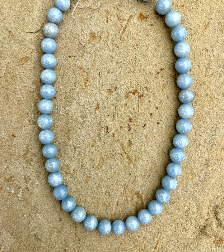 Angelite 10mm Round beads 16 inch Strand - Angelite