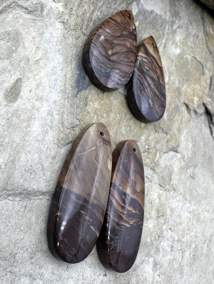 Biggs Jasper (Oregon) BIG Matching Earring Slab Bead Pair