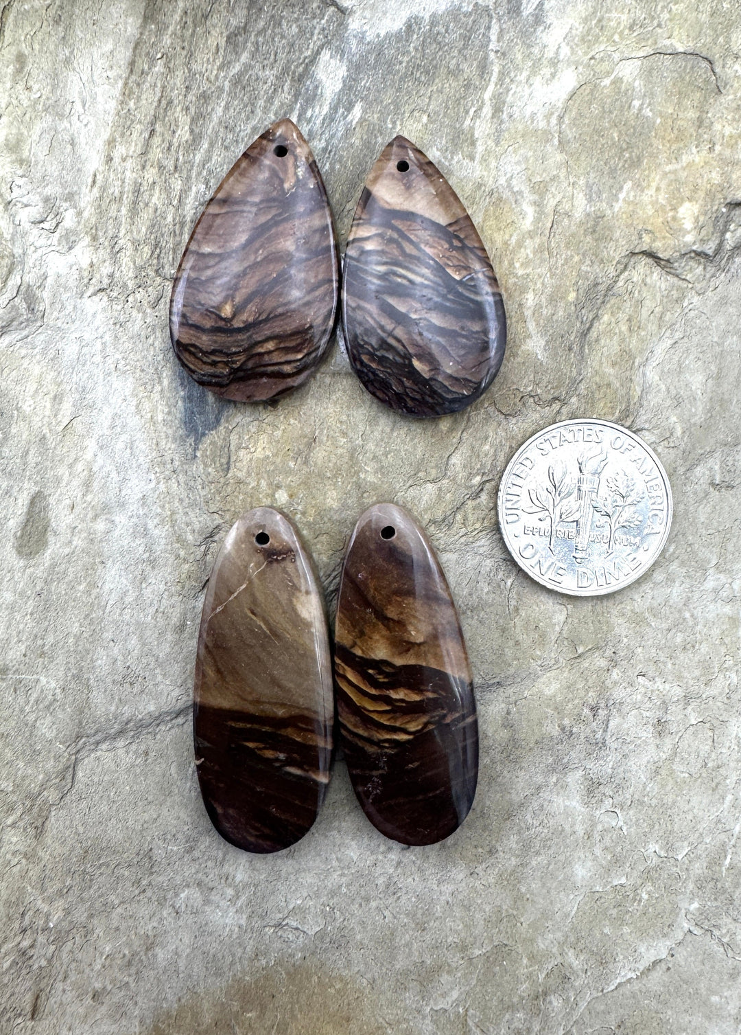 Biggs Jasper (Oregon) BIG Matching Earring Slab Bead Pair