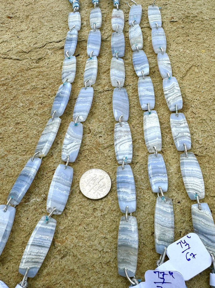 Blue Lace Agate Fancy Faceted Beads 10x27mm (8 inches/ 7