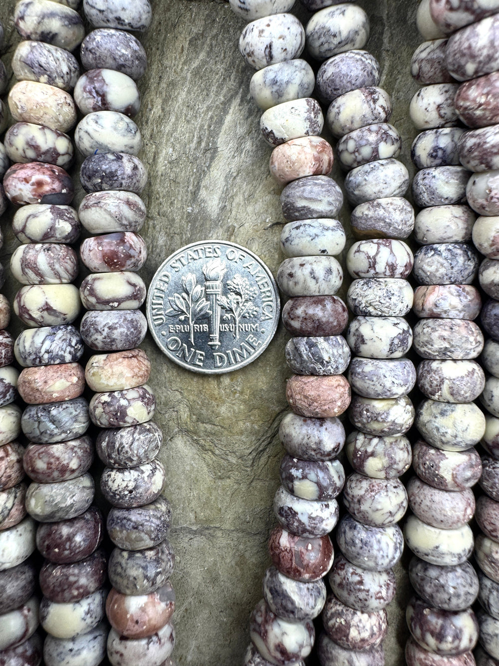 Brecciated Porcelain Jasper 8mm Rondelle Beads (Large Hole)