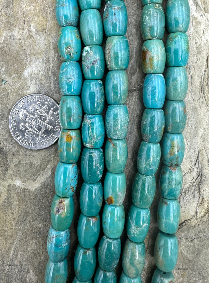 Campitos (Mex) Turquoise 7x10mm Barrel Beads (8 inch