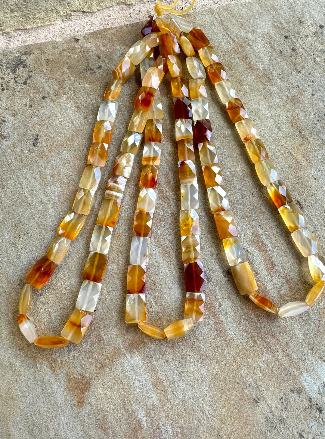 Carnelian Faceted 10x35mm Rectangle Bead Strand 16 inch