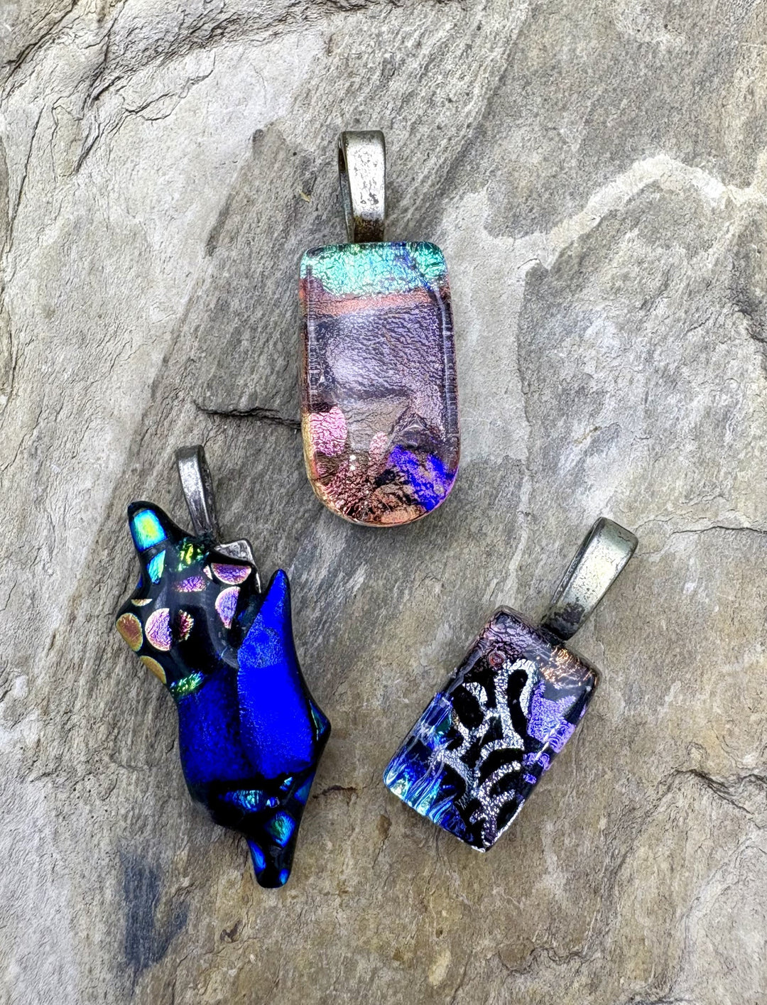 CLOSEOUT LOT 3 Dichroic Fused Glass Pendants - Mixed Lots