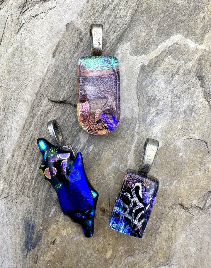 CLOSEOUT LOT 3 Dichroic Fused Glass Pendants - Mixed Lots