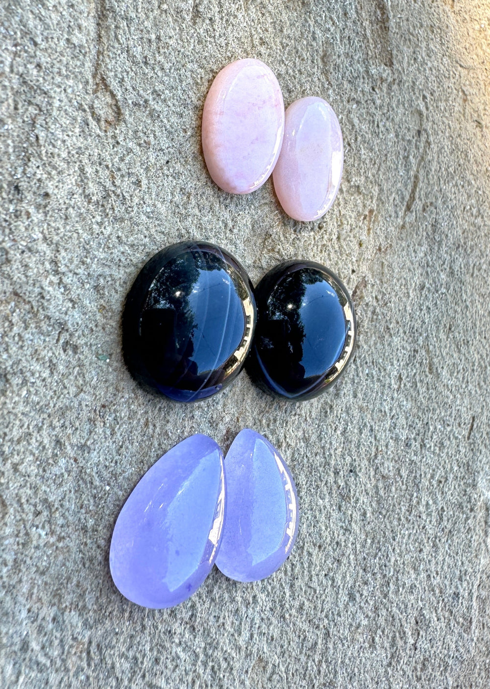 CLOSEOUT LOT 3 Pair of Cabochons Pink Opal Chalcedony