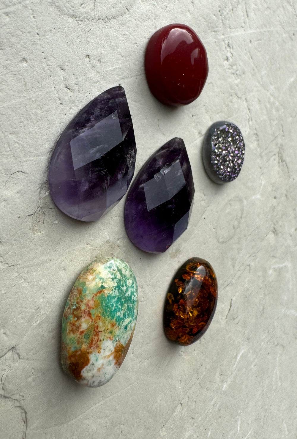 CLOSEOUT LOT 6 Cabochons Amethyst Amber Turquoise and more