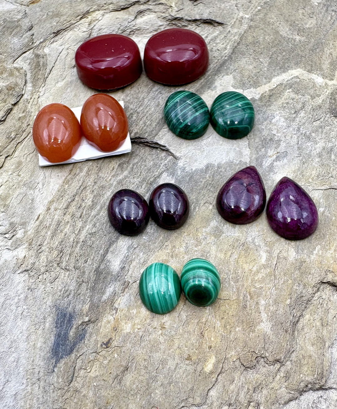 CLOSEOUT LOT 6 Pair of Cabochons Rosarita Carnelian