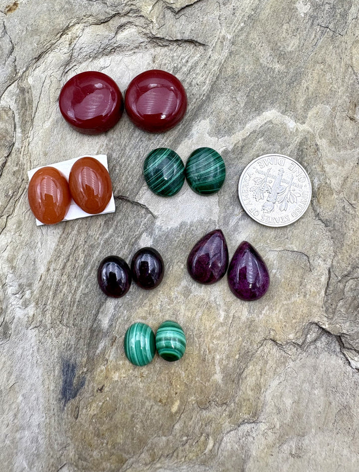 CLOSEOUT LOT 6 Pair of Cabochons Rosarita Carnelian