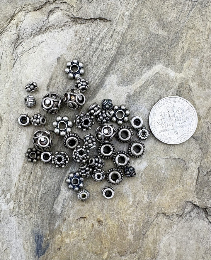 CLOSEOUT LOT Mixed Bali Silver Beads and Spacers - Mixed