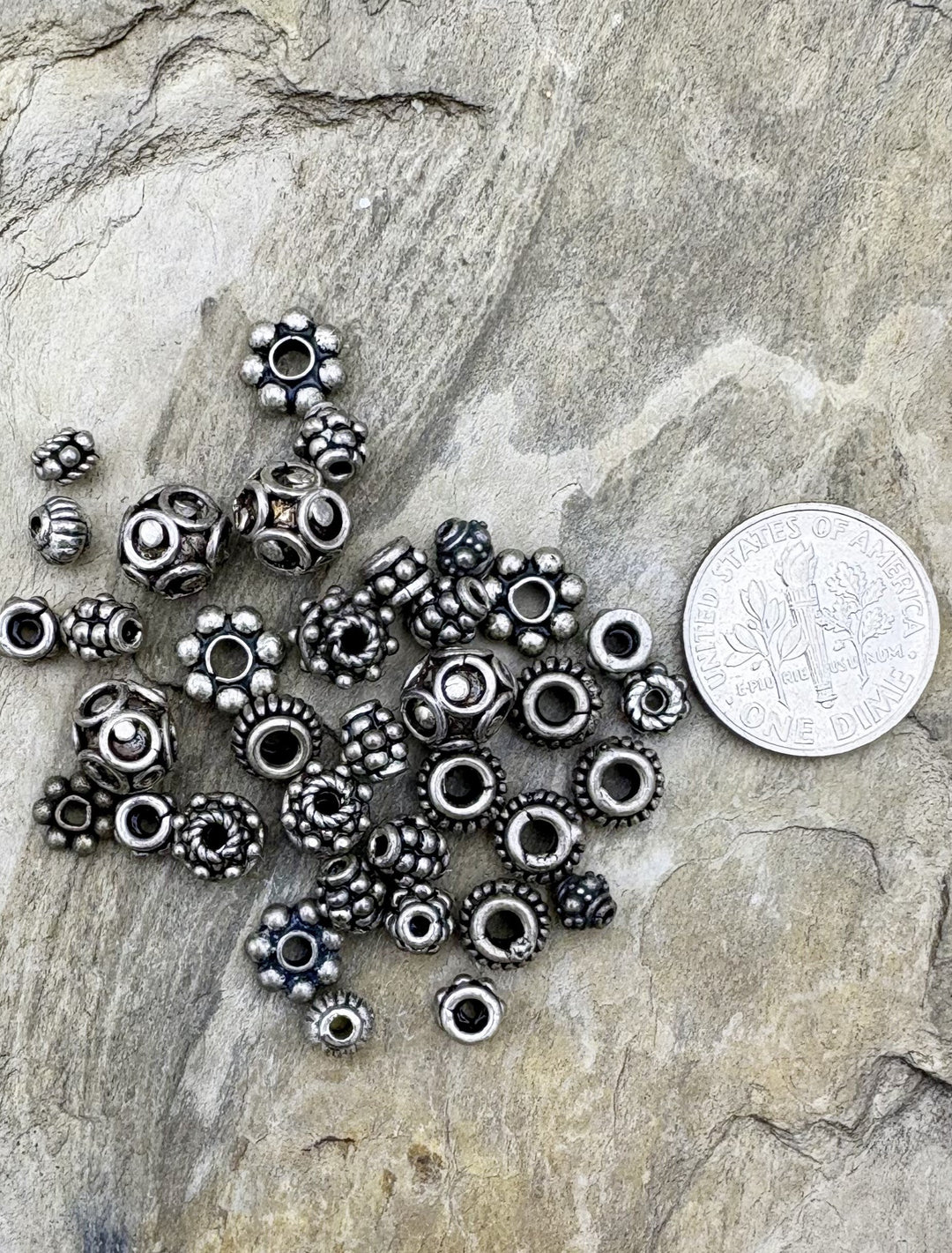 CLOSEOUT LOT Mixed Bali Silver Beads and Spacers - Mixed