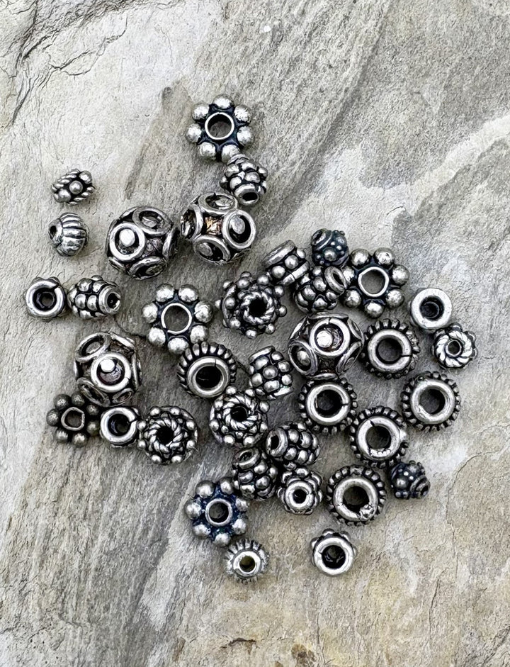 CLOSEOUT LOT Mixed Bali Silver Beads and Spacers - Mixed