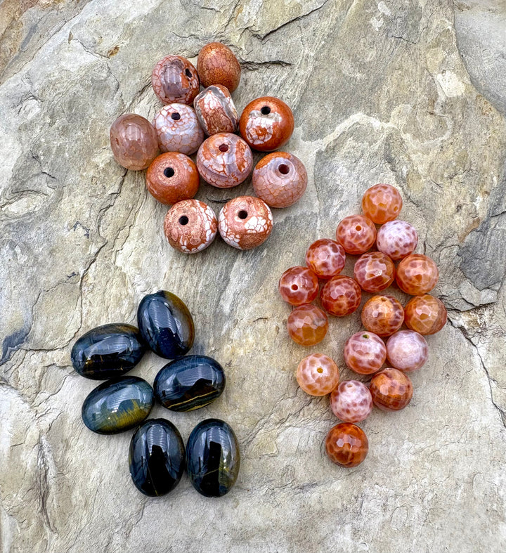 CLOSEOUT LOT Mixed Beads Blue Tiger Eye and Dragon Skin