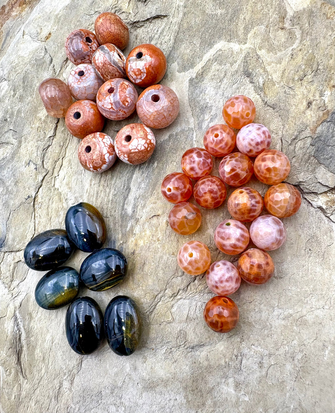 CLOSEOUT LOT Mixed Beads Blue Tiger Eye and Dragon Skin