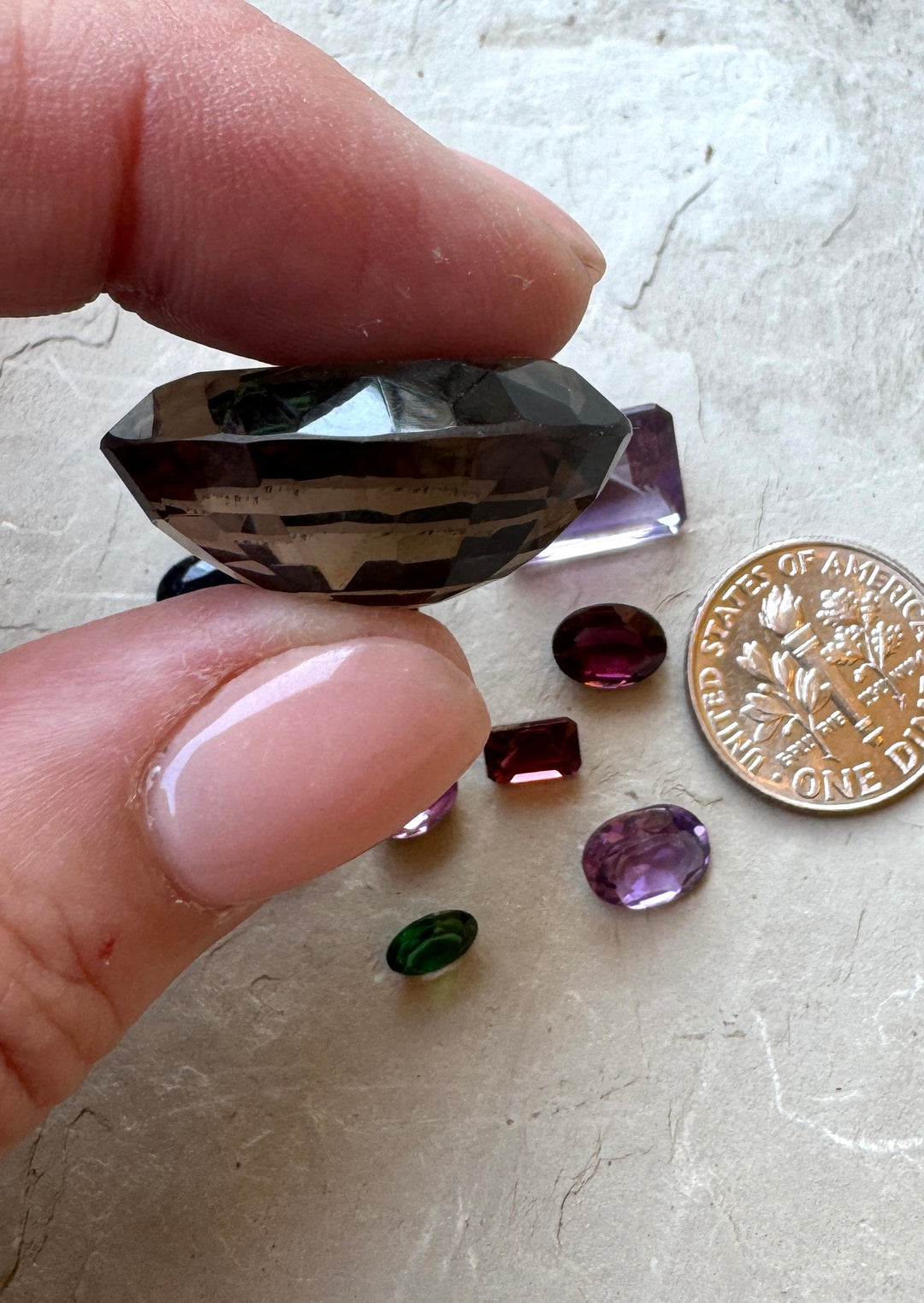 CLOSEOUT LOT of 11 Faceted Stones Smokey Quartz Tourmaline