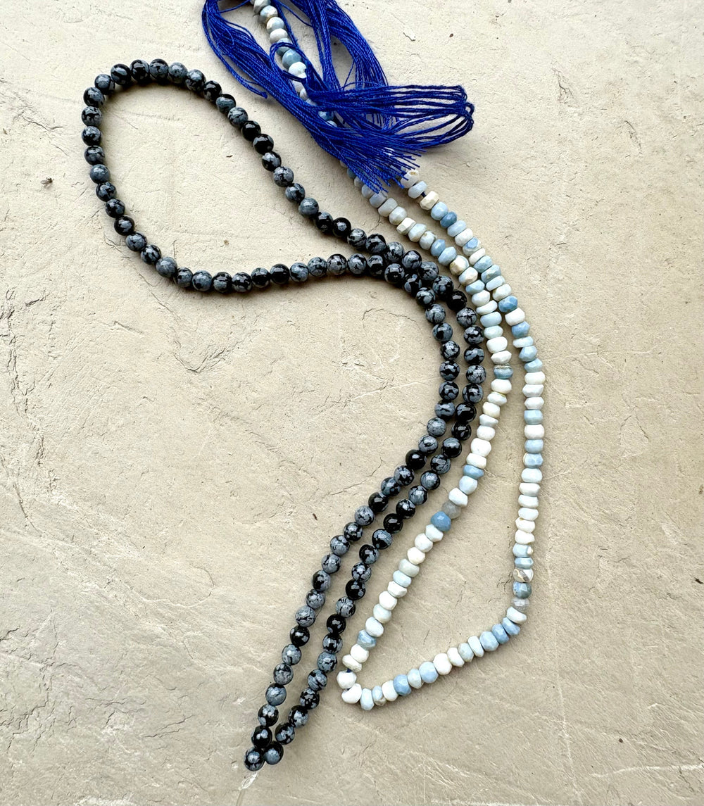 CLOSEOUT LOT of 2 Bead Strands Blue Opal and Snowflake