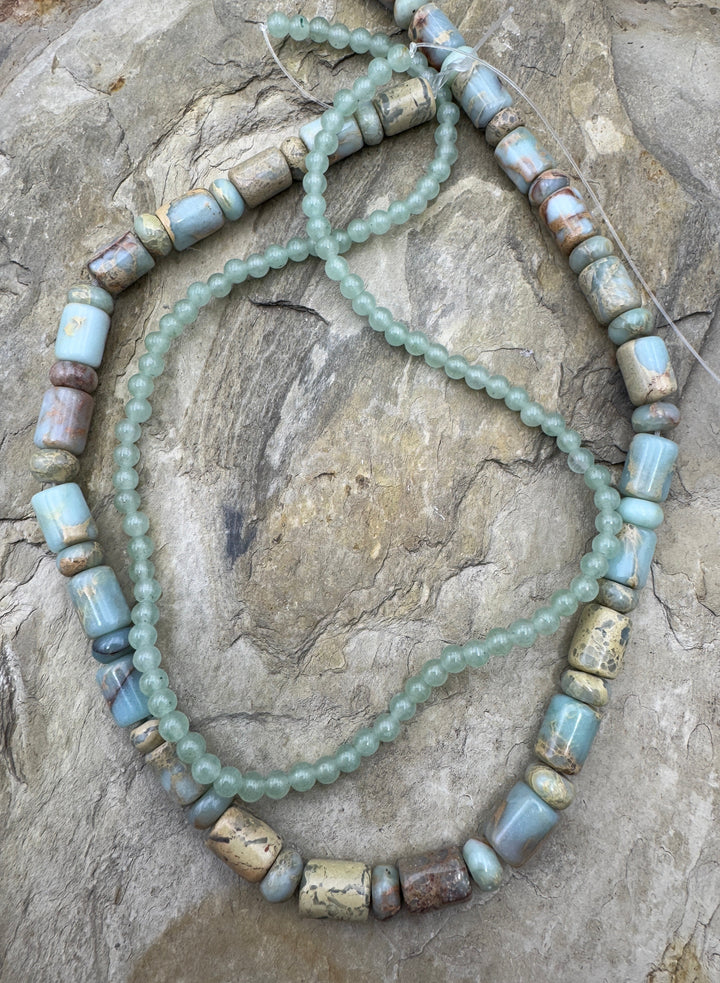 CLOSEOUT LOT of 2 Bead Strands Sea Sediment and Jade