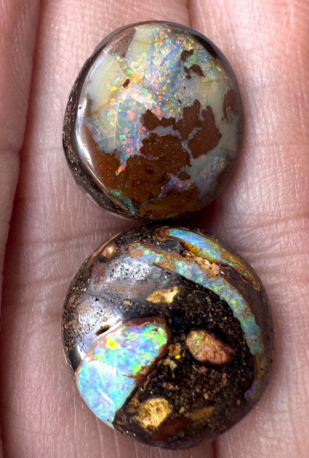 CLOSEOUT LOT of 2 Boulder Opals with lots of fire 17.85