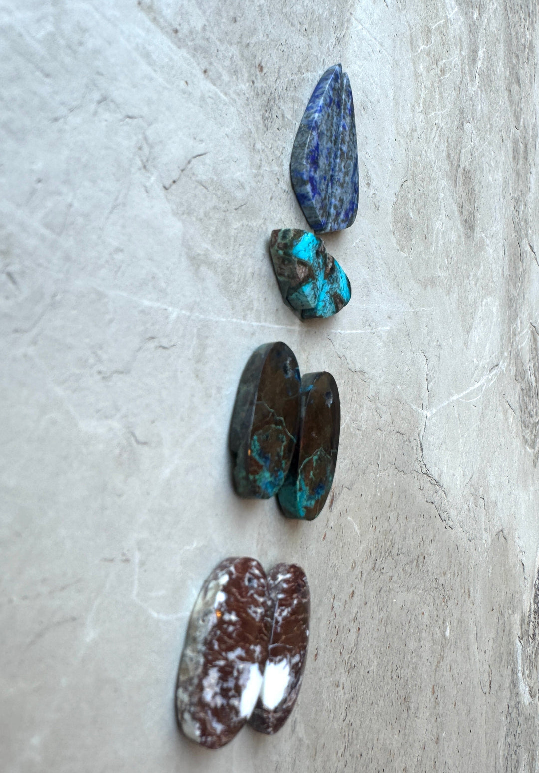 CLOSEOUT LOT of 4 Earring Slab Bead Pairs Chrysocolla