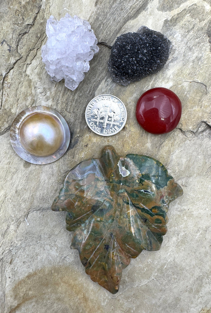 CLOSEOUT LOT of 5 Cabochons Amethyst Druzy Rosarita Carved