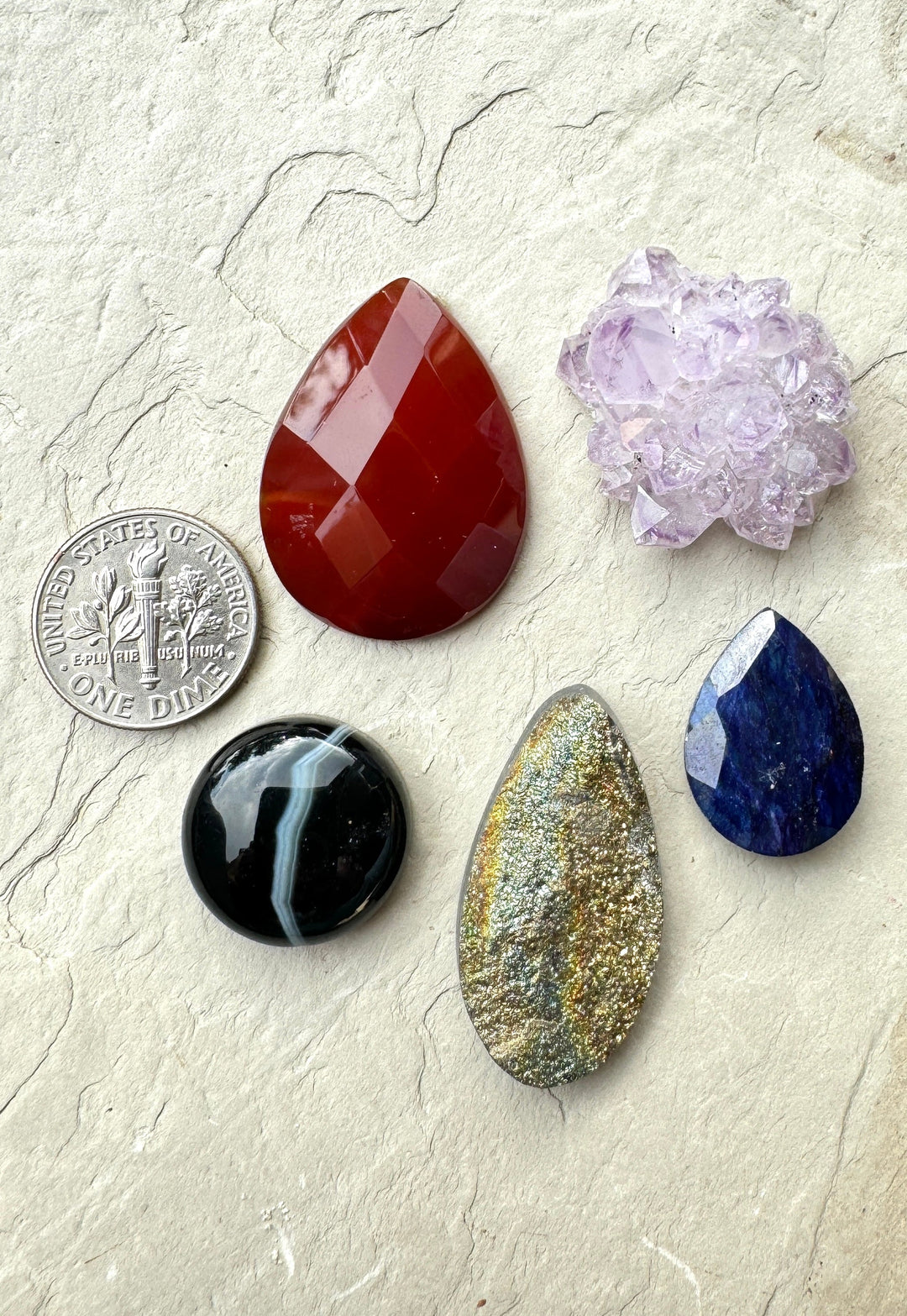 CLOSEOUT LOT of 5 Mixed Gemstone Cabochons Amethyst