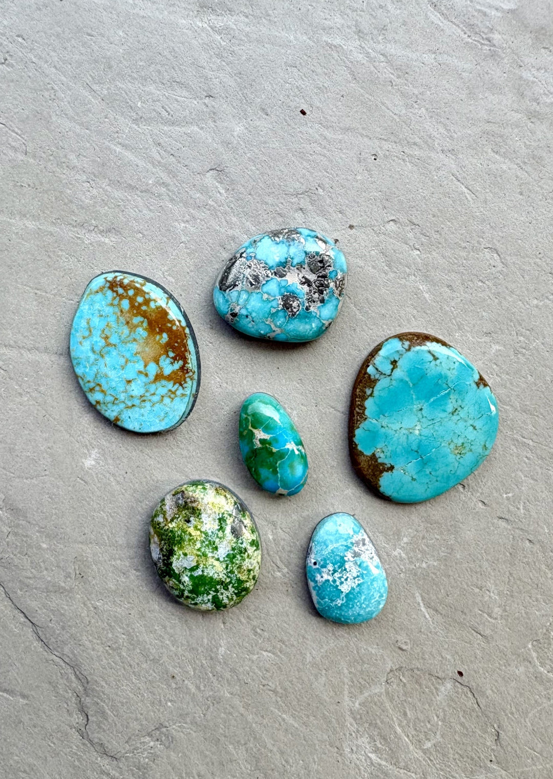 CLOSEOUT LOT of 6 Mixed American Turquoise Cabochons