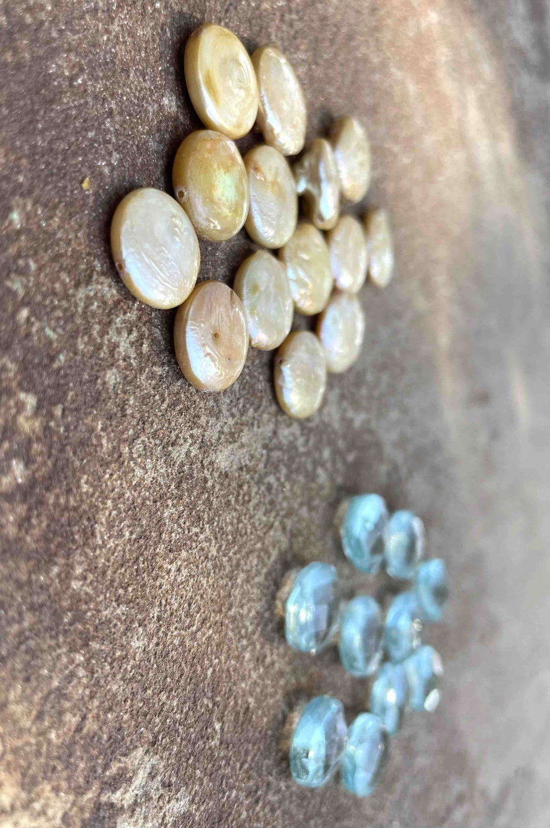 CLOSEOUT LOT of Freshwater Pearl Coin beads and Blue Topaz