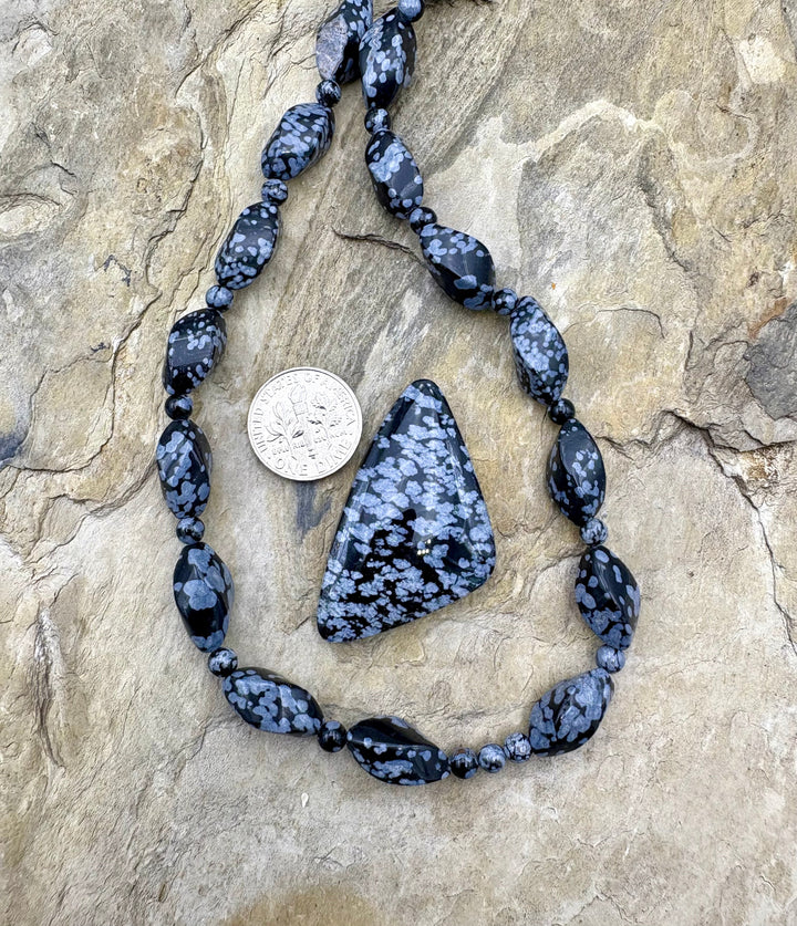 CLOSEOUT LOT of Snowflake Obsidian Designer Bead Strand