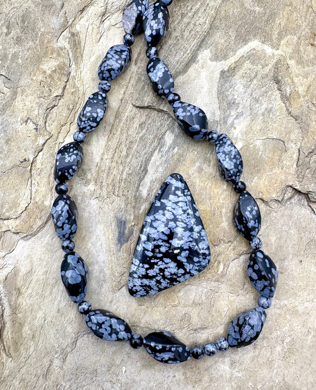 CLOSEOUT LOT of Snowflake Obsidian Designer Bead Strand