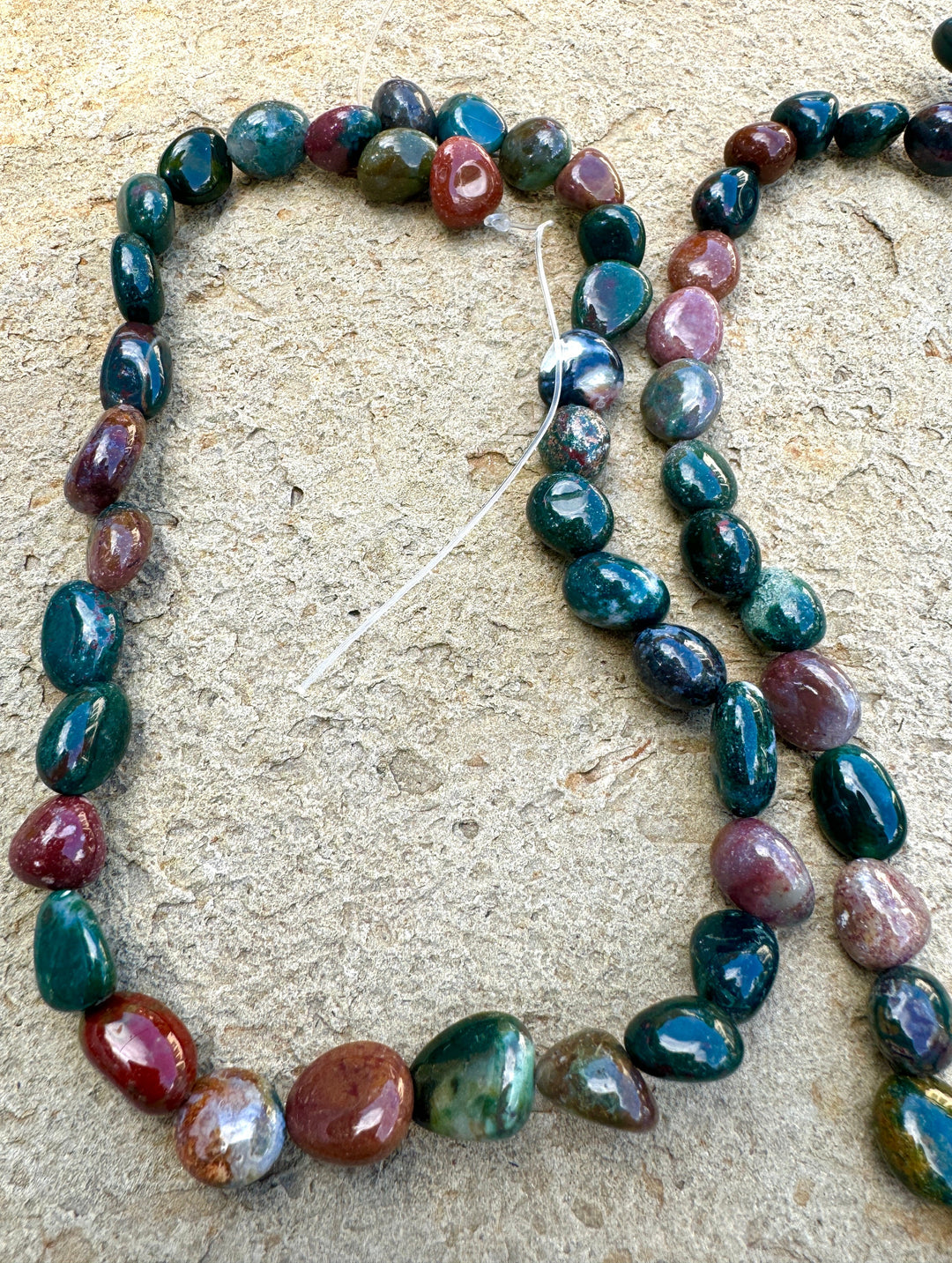 Colorful Bloodstone 10-16mm Nugget Beads 16 Inch Strands