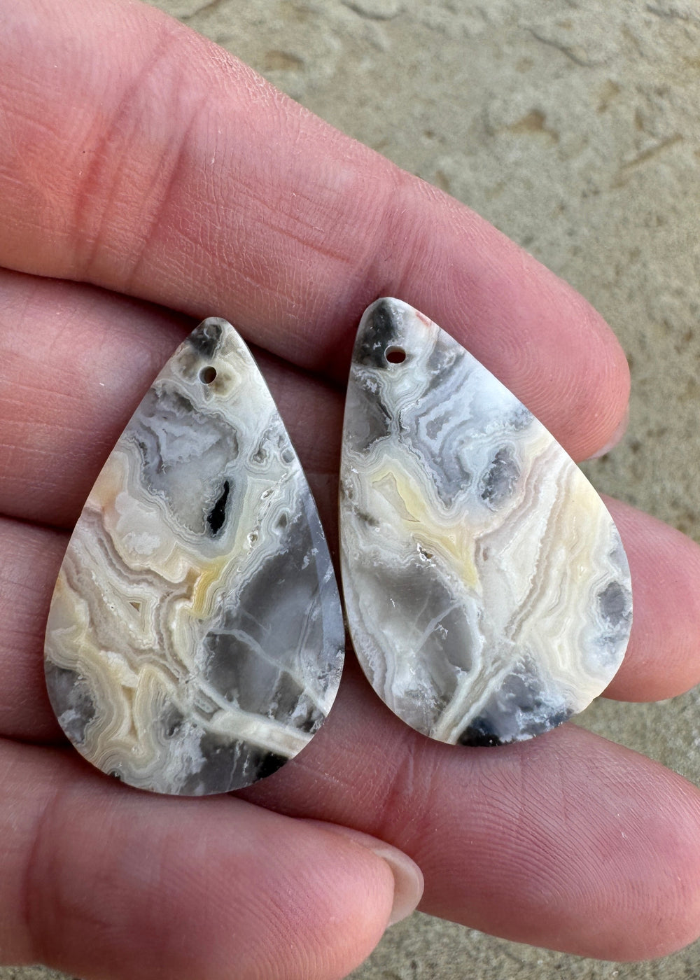 Crazy Lace Agate BIG Matching Earring Slab Bead Pair