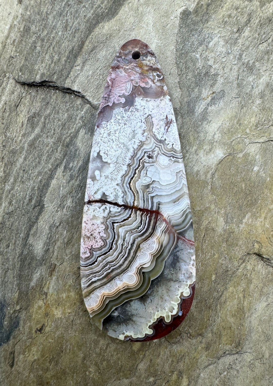 Crazy Lace Agate Focal Pendant Bead 21x52mm - Crazy Lace