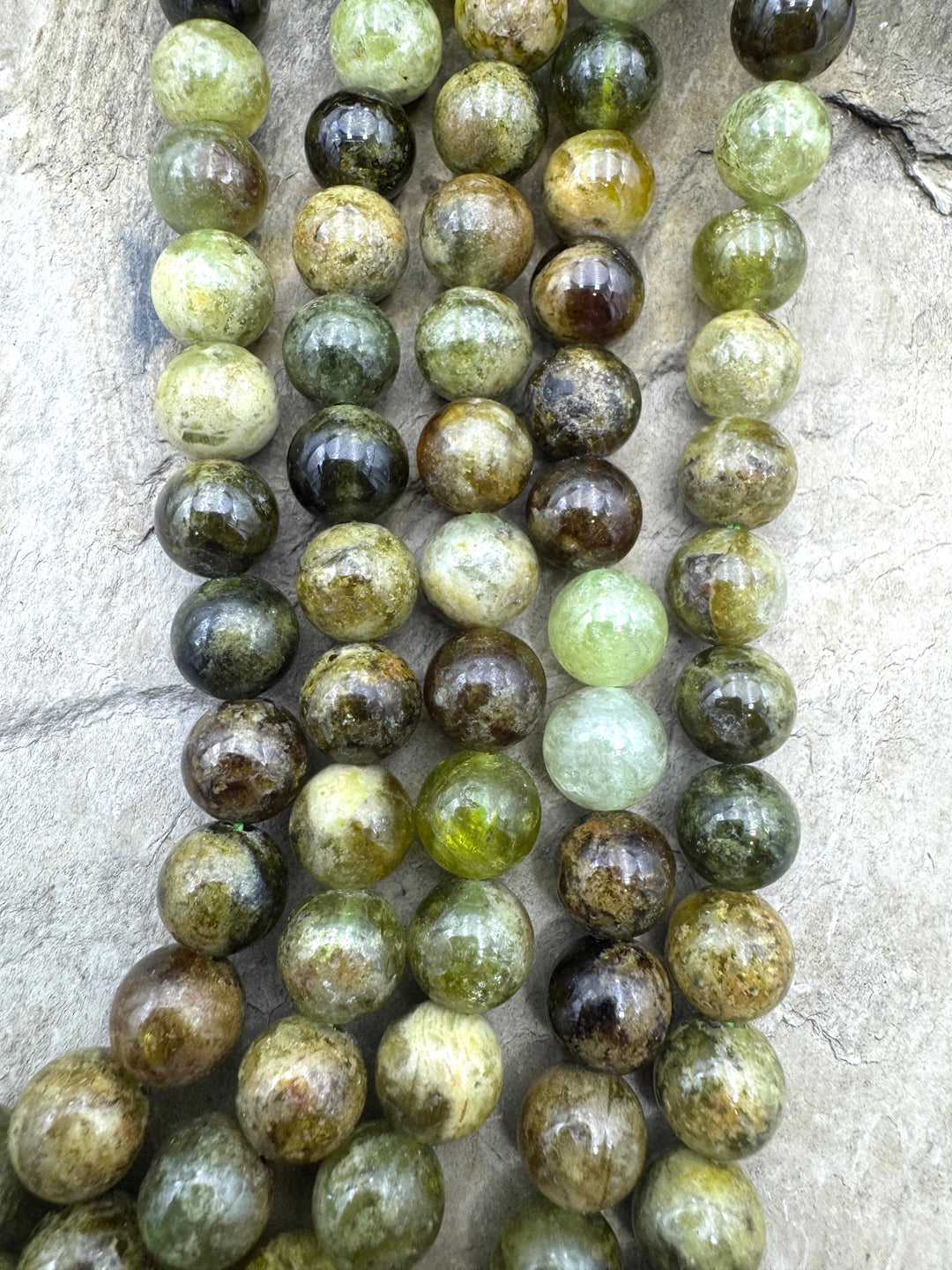 Green Grossular Garnet 8mm Round Beads 16 inch Strand