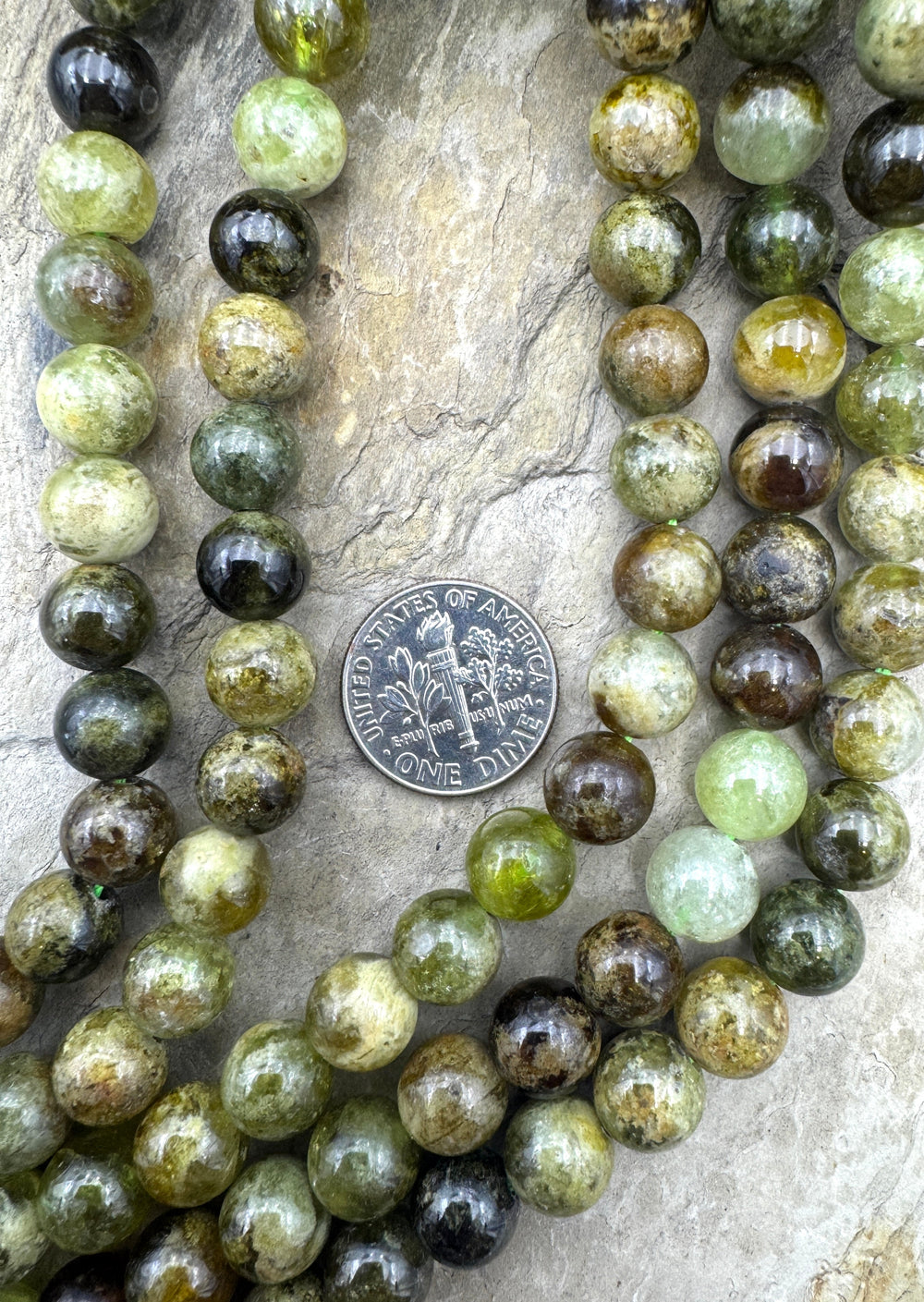 Green Grossular Garnet 8mm Round Beads 16 inch Strand