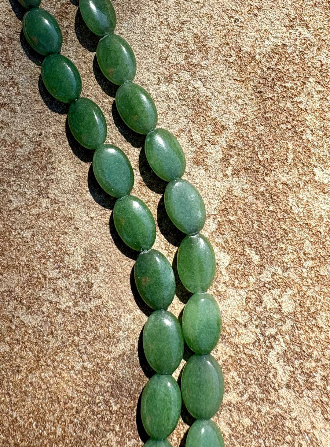 Green Jade 8x12mm Oval beads 16 inch strand - Jade