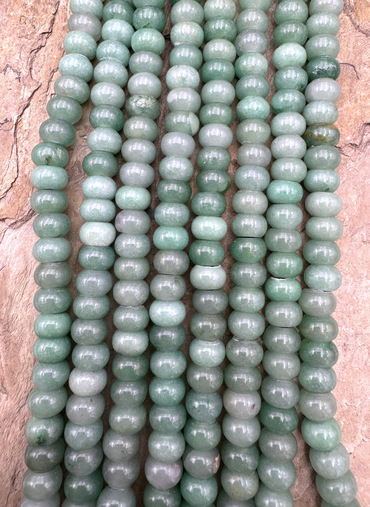 Green Jade Large Hole Rondelle Beads 8x5mm 8 inch Strand