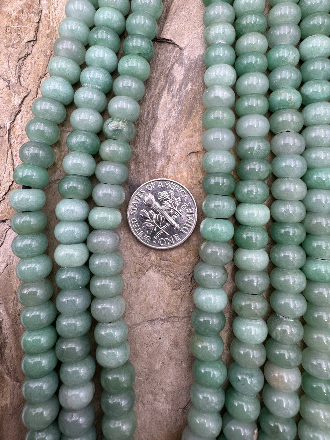 Green Jade Large Hole Rondelle Beads 8x5mm 8 inch Strand