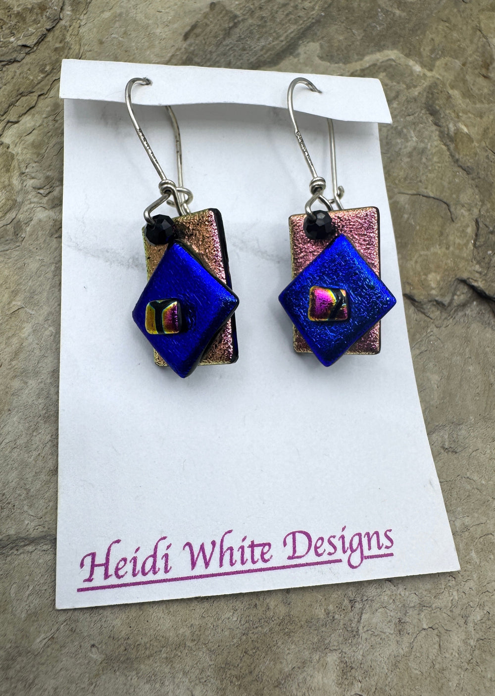 Heidi White Designs Fused Glass and Sterling Wire Earrings