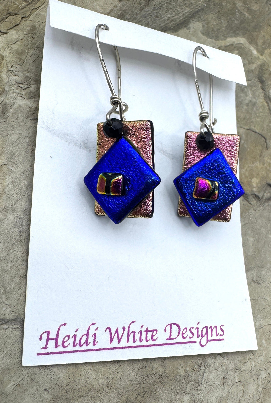 Heidi White Designs Fused Glass and Sterling Wire Earrings