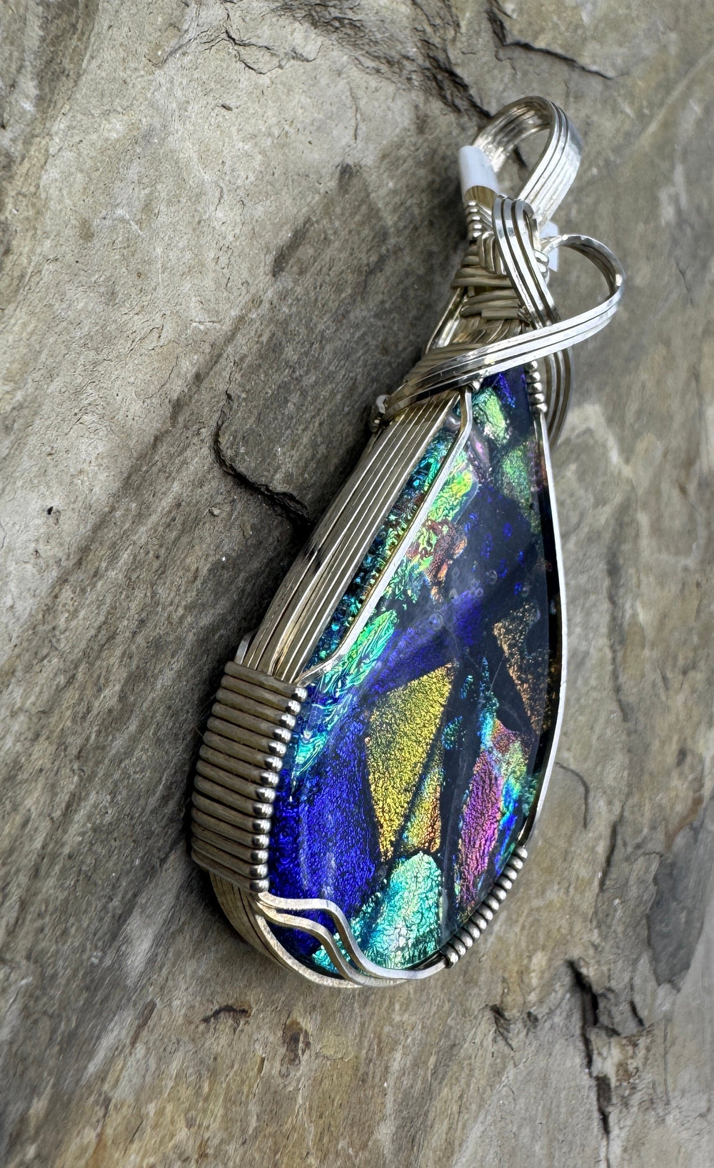 Heidi White Designs Fused Glass Wire Wrapped Pendant