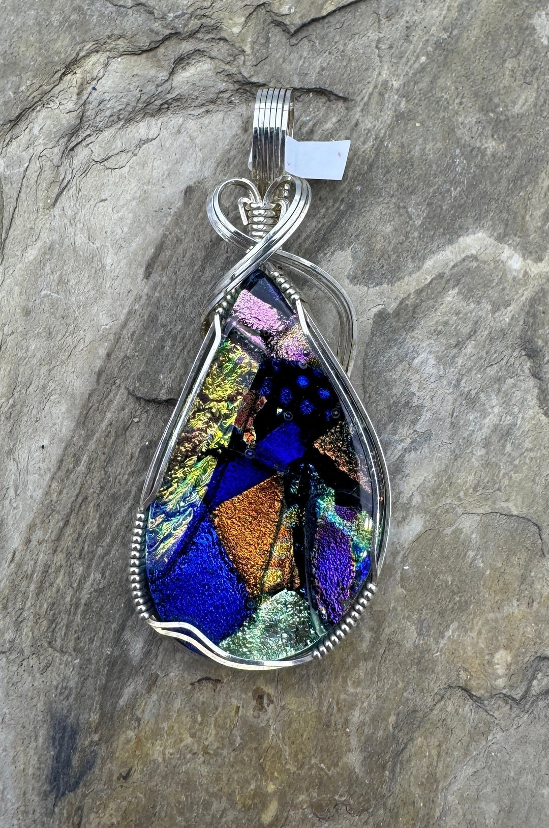 Heidi White Designs Fused Glass Wire Wrapped Pendant