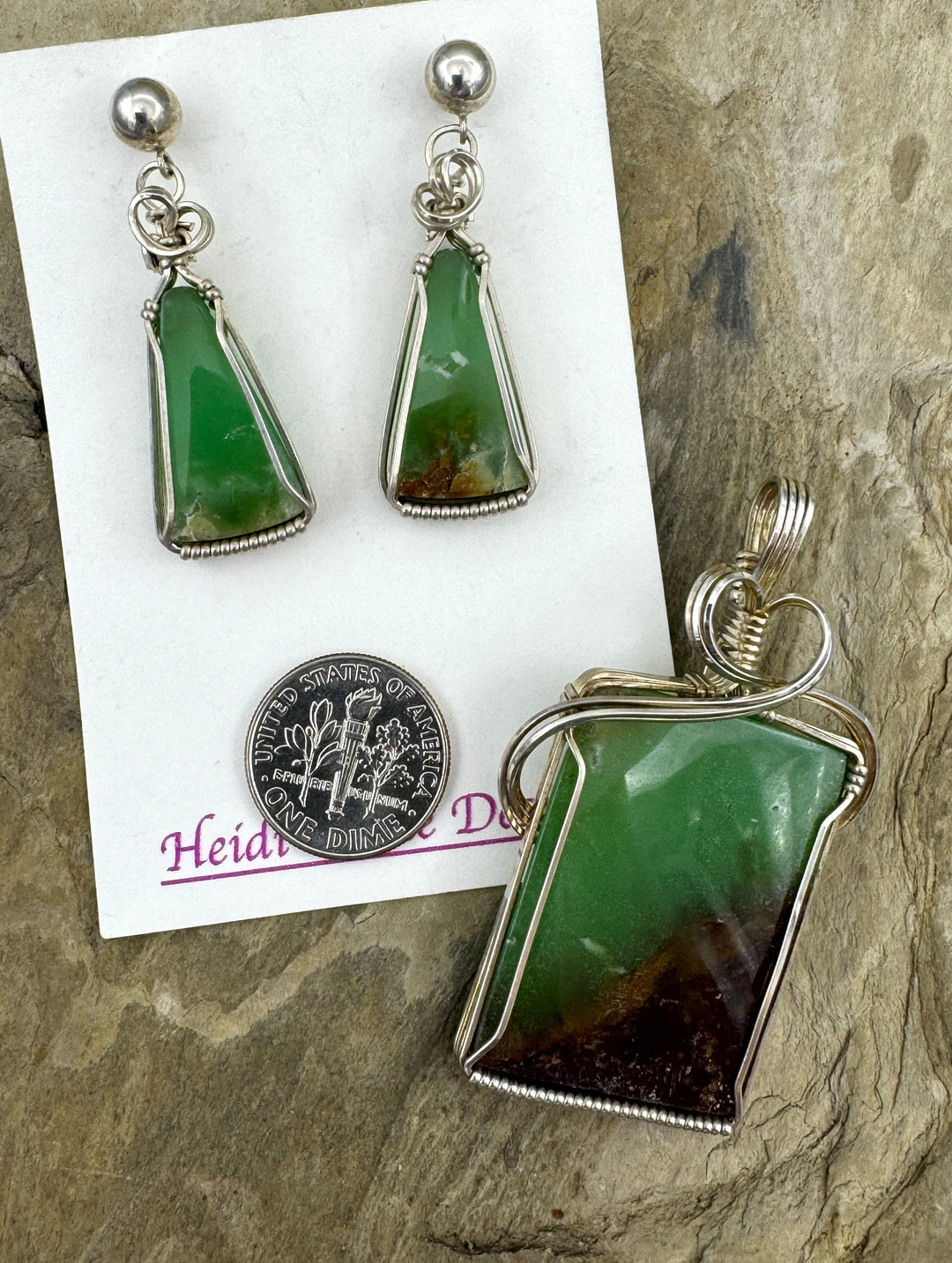 Heidi White Designs Wire Chrysoprase Set in Sterling Silver