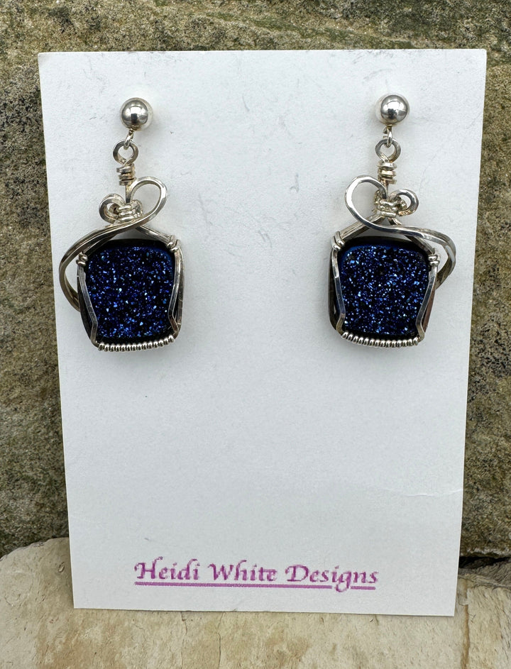 Heidi White Designs Wire Wrapped Blue Titanium Druzy