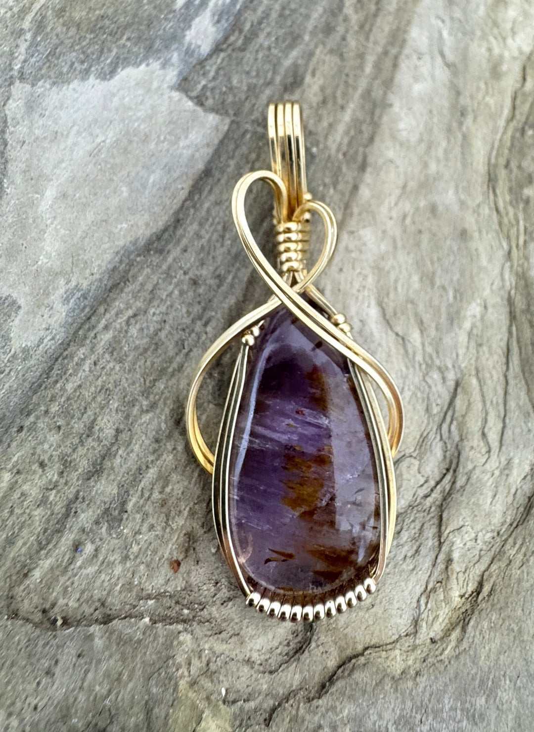 Heidi White Designs Wire Wrapped Melody Stone and 14Kt Gold