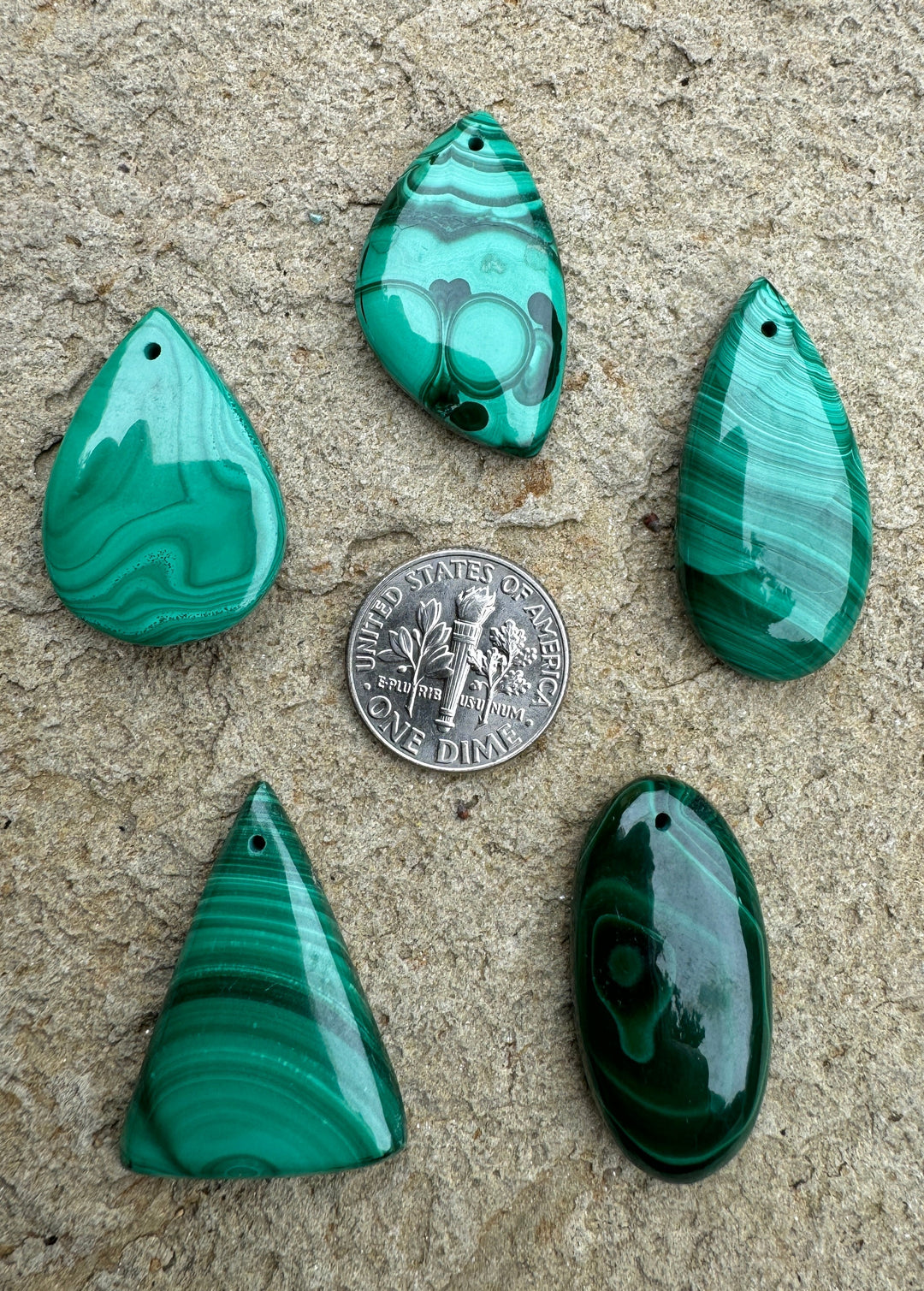 High Pattern Malachite Focal Pendant Beads Cabochons